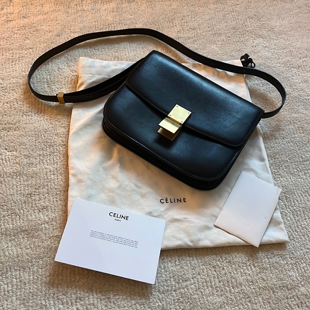 Authentic Celine Black Box Shoulder Bag (Medium, Excellent Condition)